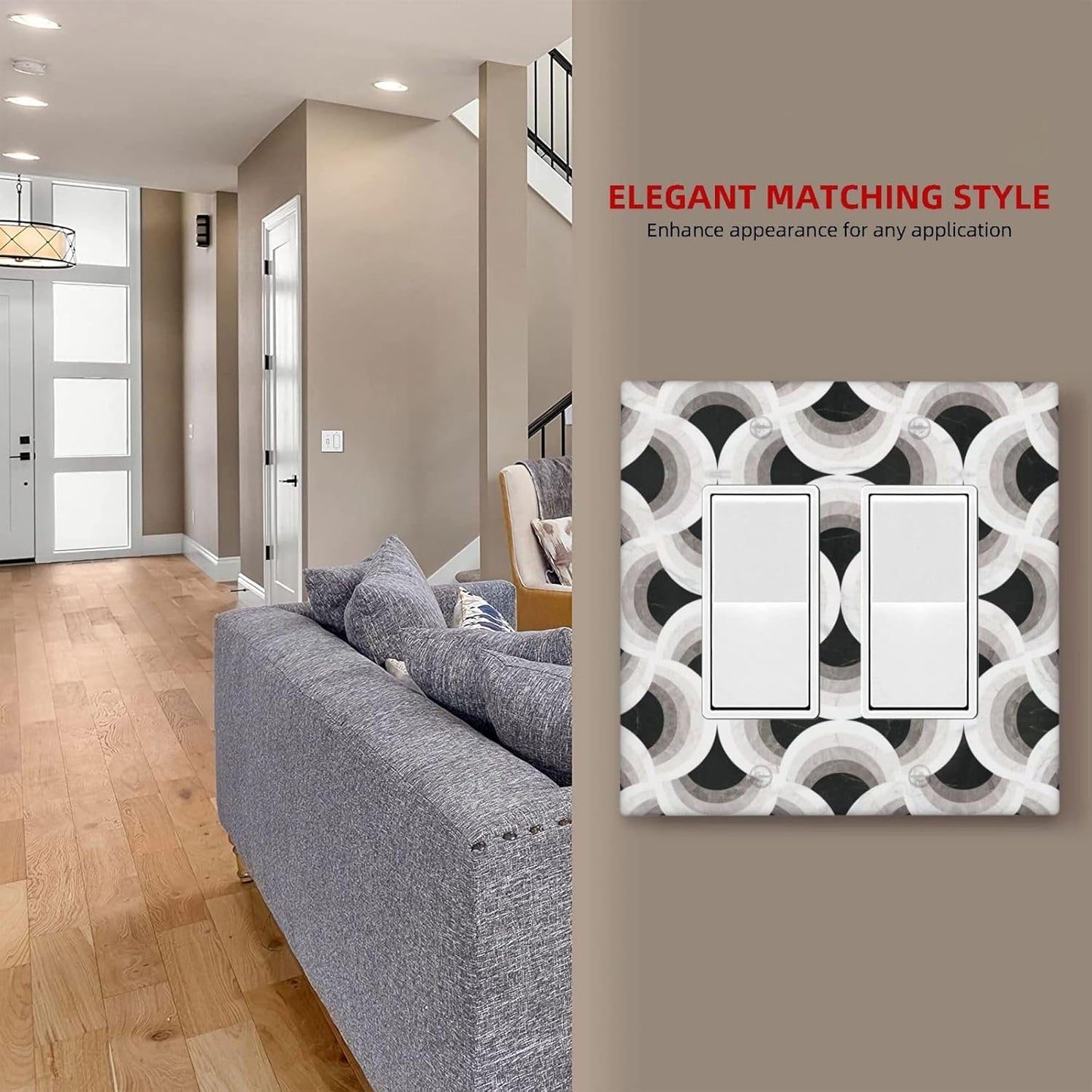 Abstract Art Marble 2 Gang Double Rocker Decorative Light Switch Covers Electrical Faceplate Switch Plates for Bathroom Kitchen Home
