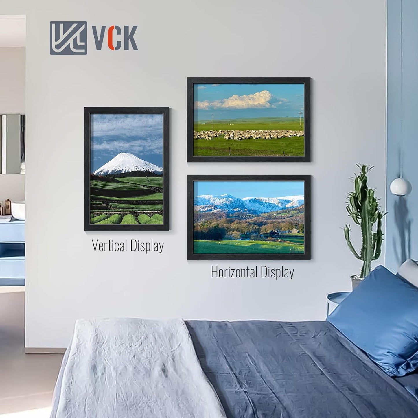 VCK 16x24 Poster Frames Black Set of 6, Wide Border Wood Picture Frame, Multi-Directional Display Family Photos, Office Prints, Studio/Gallery Artwork, Woodgrain Series, Wall Hanging
