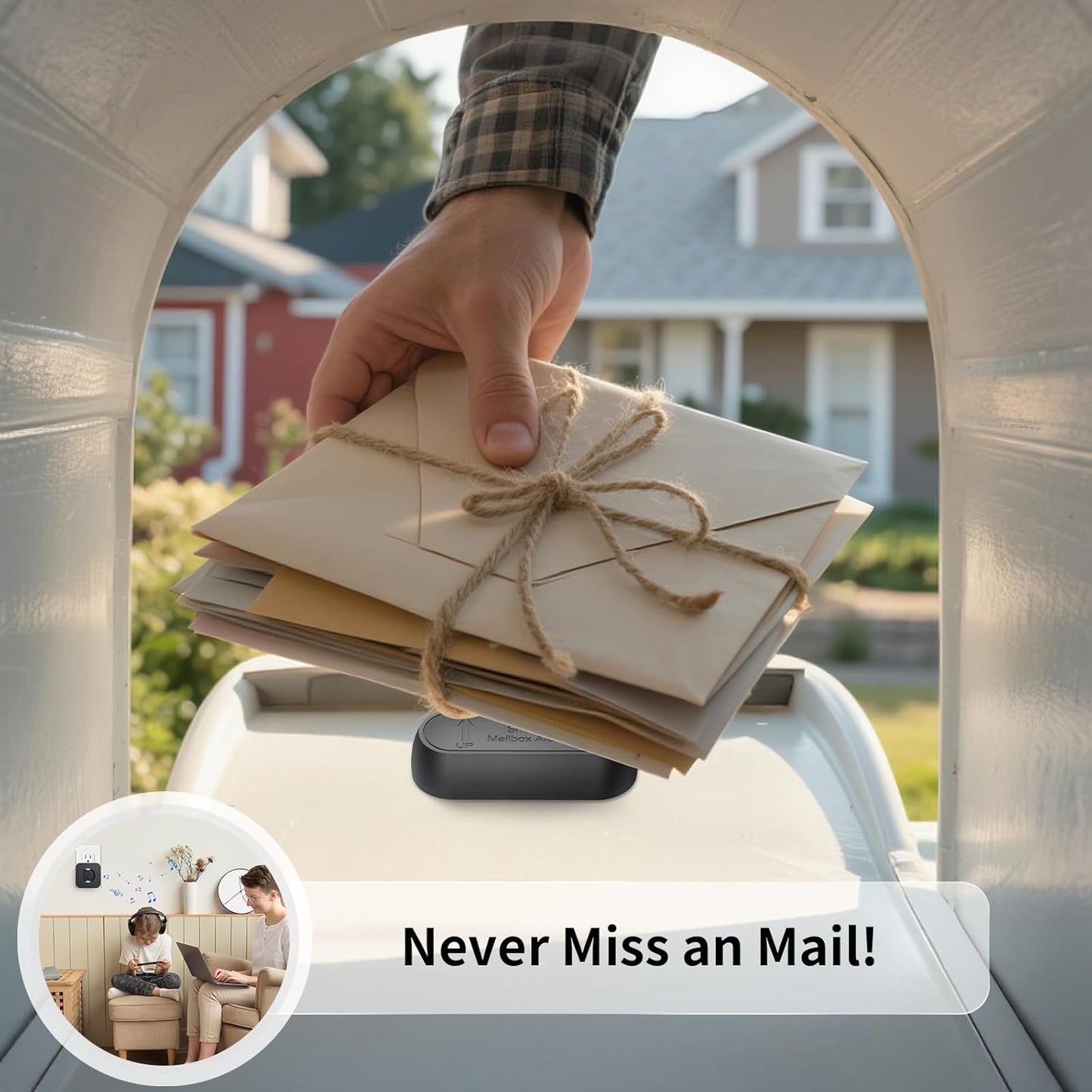 Mailbox Alarm Mail Chime Notification System-Mail Alarm 600 ft Long Range Wireless Mailbox Alert With LED Light Flashing and Sound Reminders