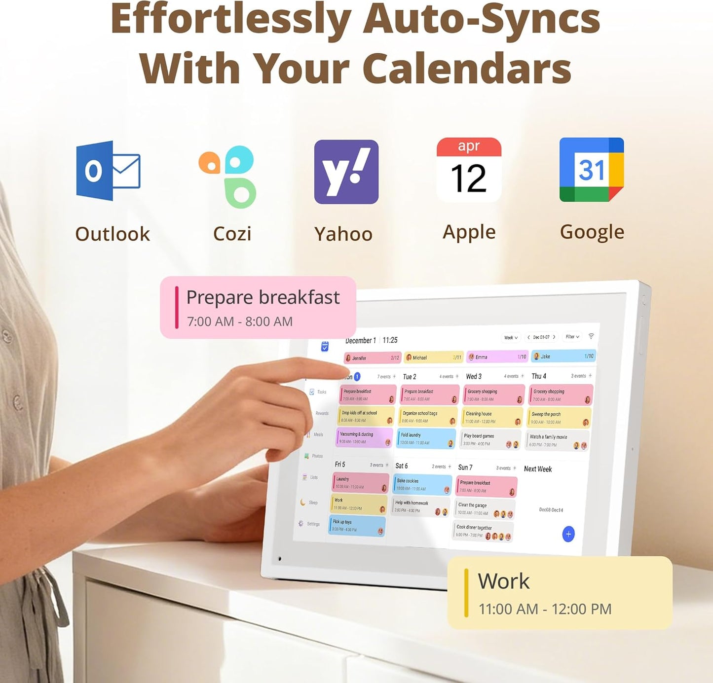 Digital Calendar Touch Screen 10 Inch, Electronic Calendar Chore Chart for Family Monthly/Weekly/Daily Planner, Smart Calendar for Home Organization, Desk Mount and APP Control