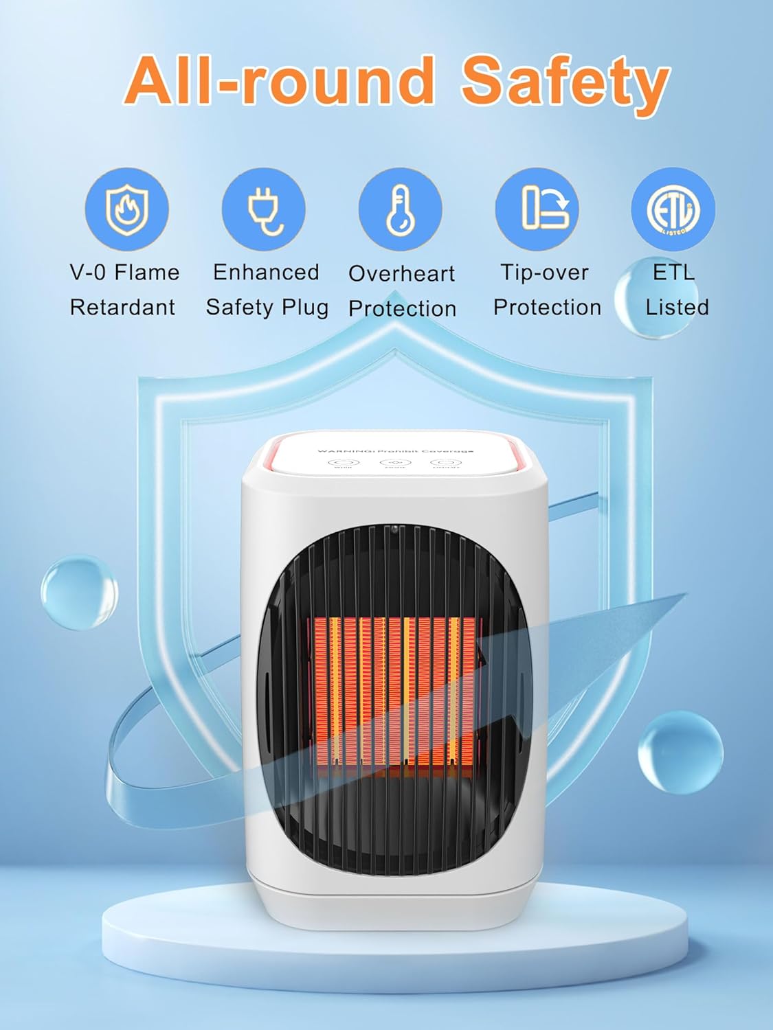 iFTY Small Space Heater for Indoor Use, Portable Electric Heaters with 3 Modes, 70° Oscillation, Remote Control, Overheating Protection, 1500W PTC Ceramic Fast Safety Heating For Bedroom Office Desk