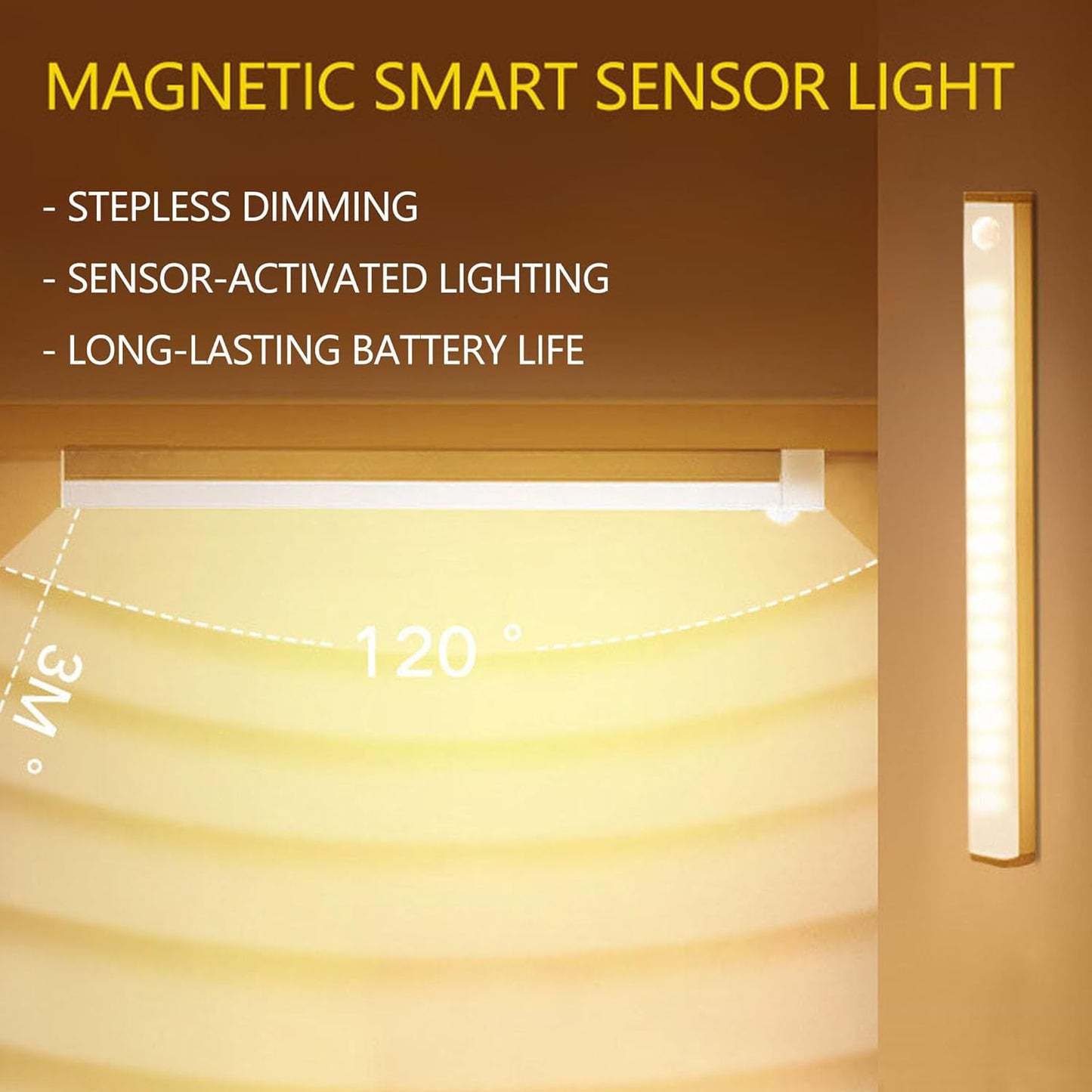 4 Pcs Punch-Free Smart Sensor Magnetic Rechargeable Led Lights, Motion Sensor Light Indoor, USB C Rechargeable Closet Under Counter Lighting for Kitchen,Wardrobe,Cupboard (30cm/11.8in)
