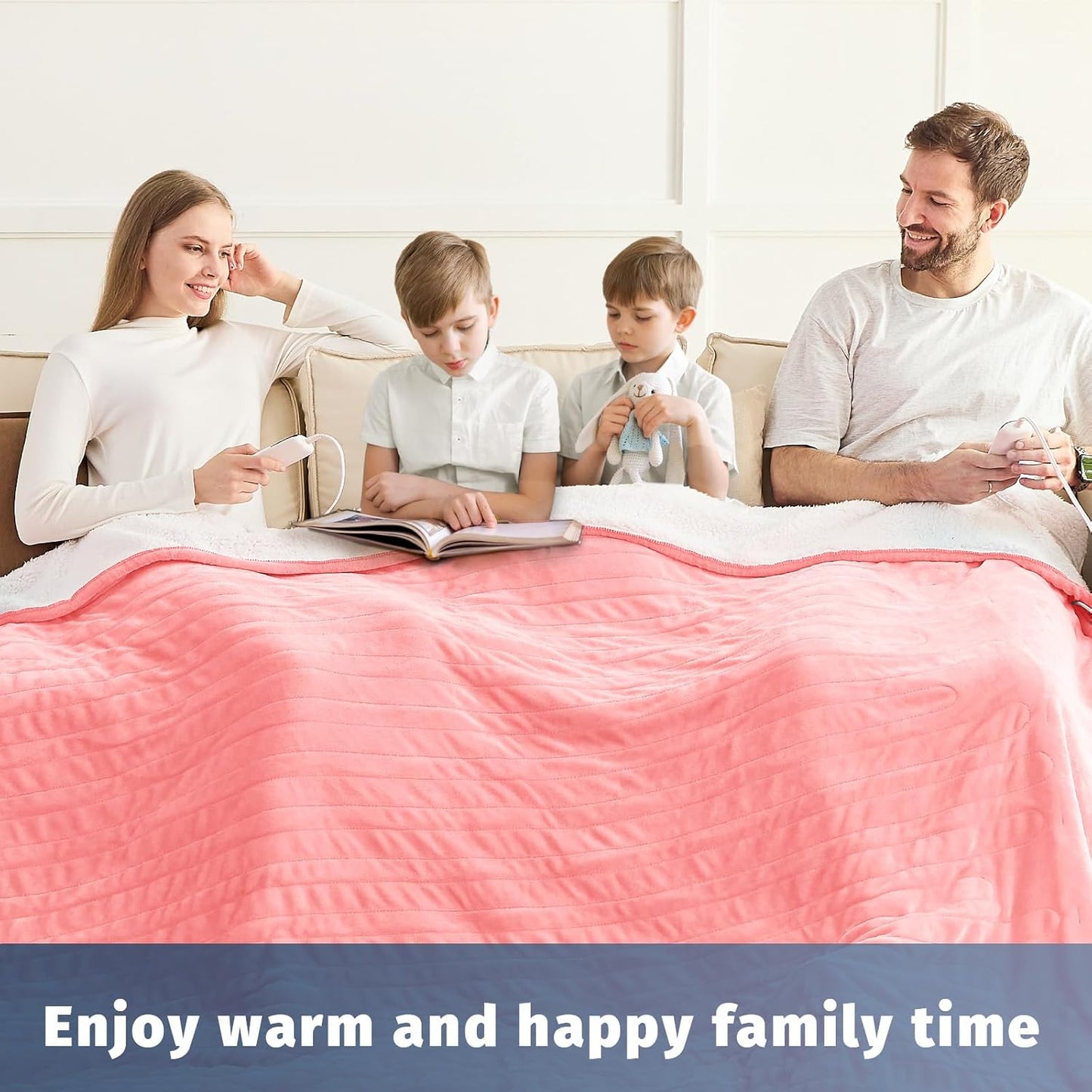 Heated Electric Blanket King Size - 90" x 100" Heating Blanket with Dual Control, 10 Heating Levels & 8 Hours Auto Off, Soft Warm Flannel Blanket, Christmas Birthday Gifts for Senior Grandma