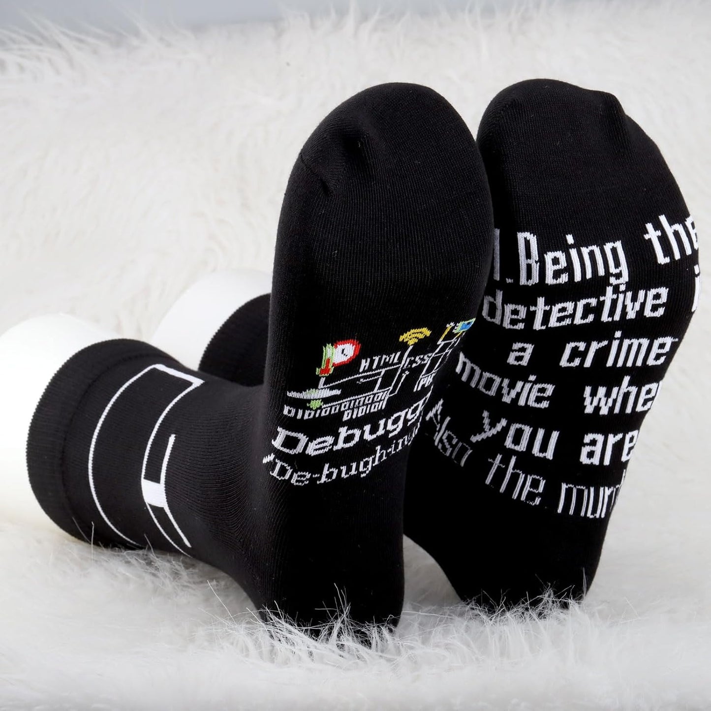 MBMSO 2 Pair Debugging Definition Socks Computer Programmer Gift IT Coder Gift Teacher Student Funny Coding Programming Socks