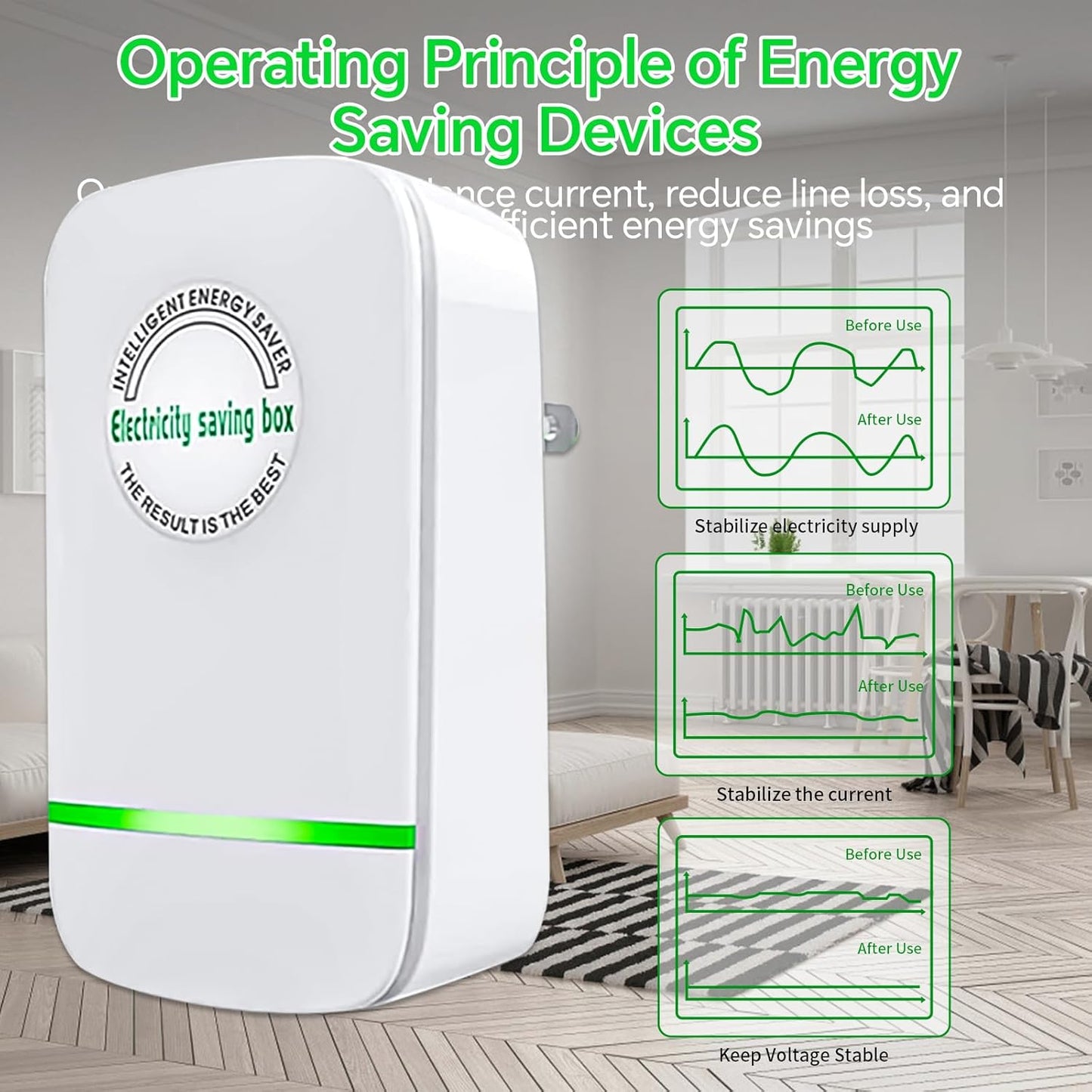Power Saver Pro, 2025 Stop Watt Energy Saving Device, Intelligent Voltage Stabilization & Power Optimization Energy Saving Device, Household Office Electricity Saving Box US Plug 90V-250V 30KW 6Pack