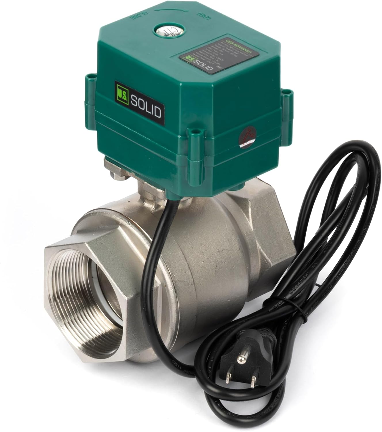 U.S. Solid 2" Motorized Ball Valve with US Plug 110VAC Stainless Steel Electrical Ball Valve,Auto Return, Normally Open