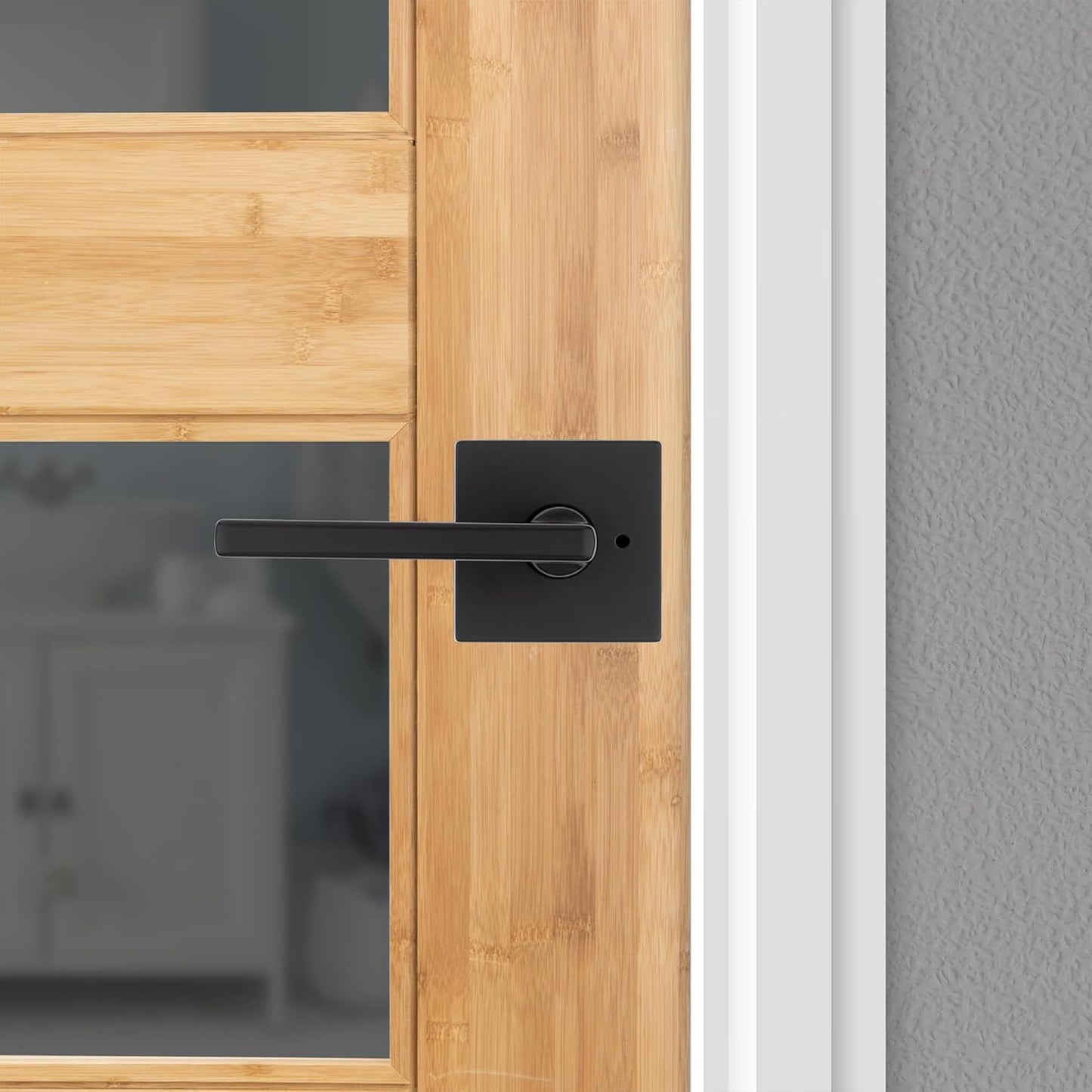Kwikset Halifax Interior Privacy Door Handle with Lock, Door Lever for Bathroom and Bedroom, Matte Black, Reversible Keyless Turn Lock, with Microban Protection, 4 Pack