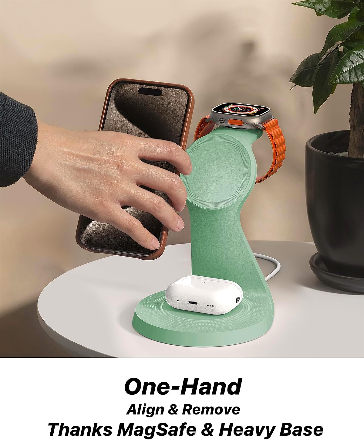 3 in 1 Charging Station for Apple Devices,Mag-Safe Charger Stand Fast Charging,Wireless Charger for iPhone17/ Air/16/15/14/13/12 Series,& AirPods,& iWatch(USB-C Charger Included)