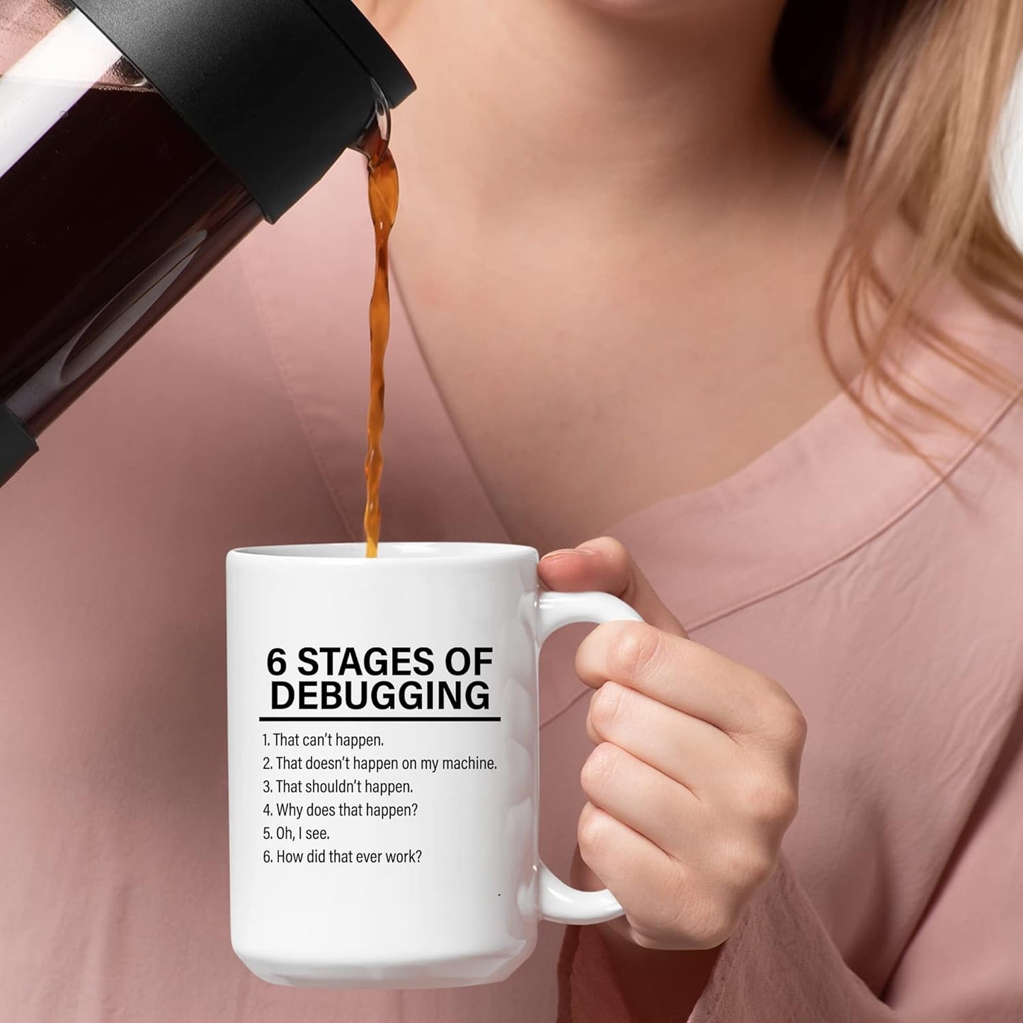 Panvola Stages Of Debugging Computer Programmer Gift Funny Programming Coder Mug For Dad Husband Boyfriend Coworker From Wife Girlfriend Friends Ceramic. Cup (15 oz, White)