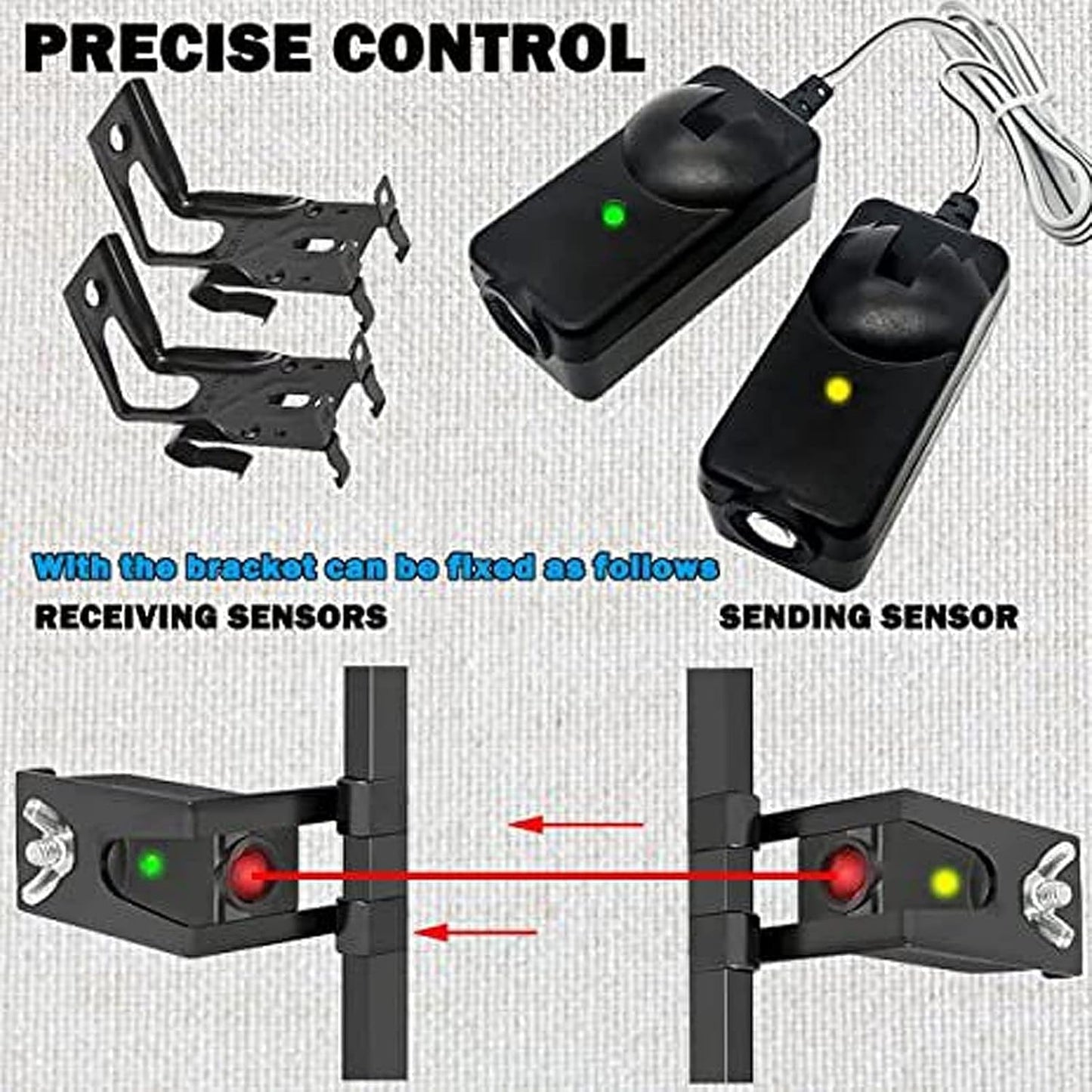 Garage Door Opener Safety Sensor Kit with Bracket, ABS Raynor Pilot Garage Door Safety Sensor for Liftmaster, Chamberlain, Sears, Raynor, Garage Door Opener