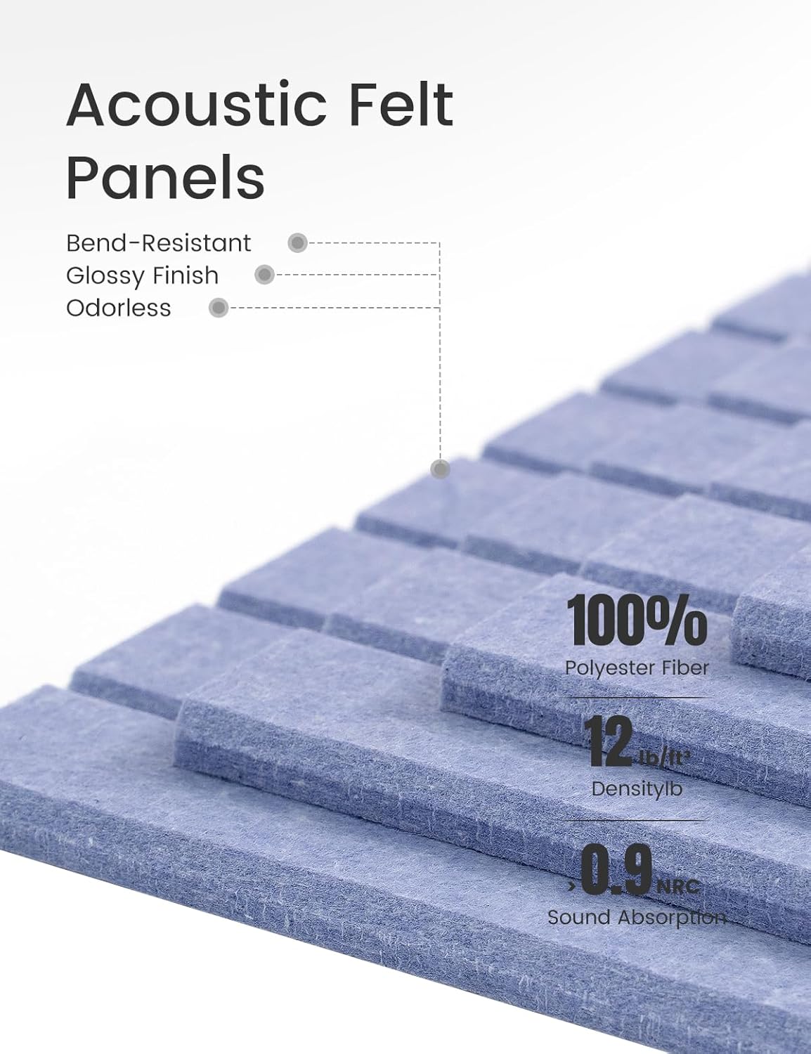 Large Felt Bulletin Board 48" x 36" Cork Board Alternative-12 Pack with 70 Safe Removable Adhesive Tabs, Cork Boards for Walls for Home Office Classroom Pin Board (Soft Periwinkle)