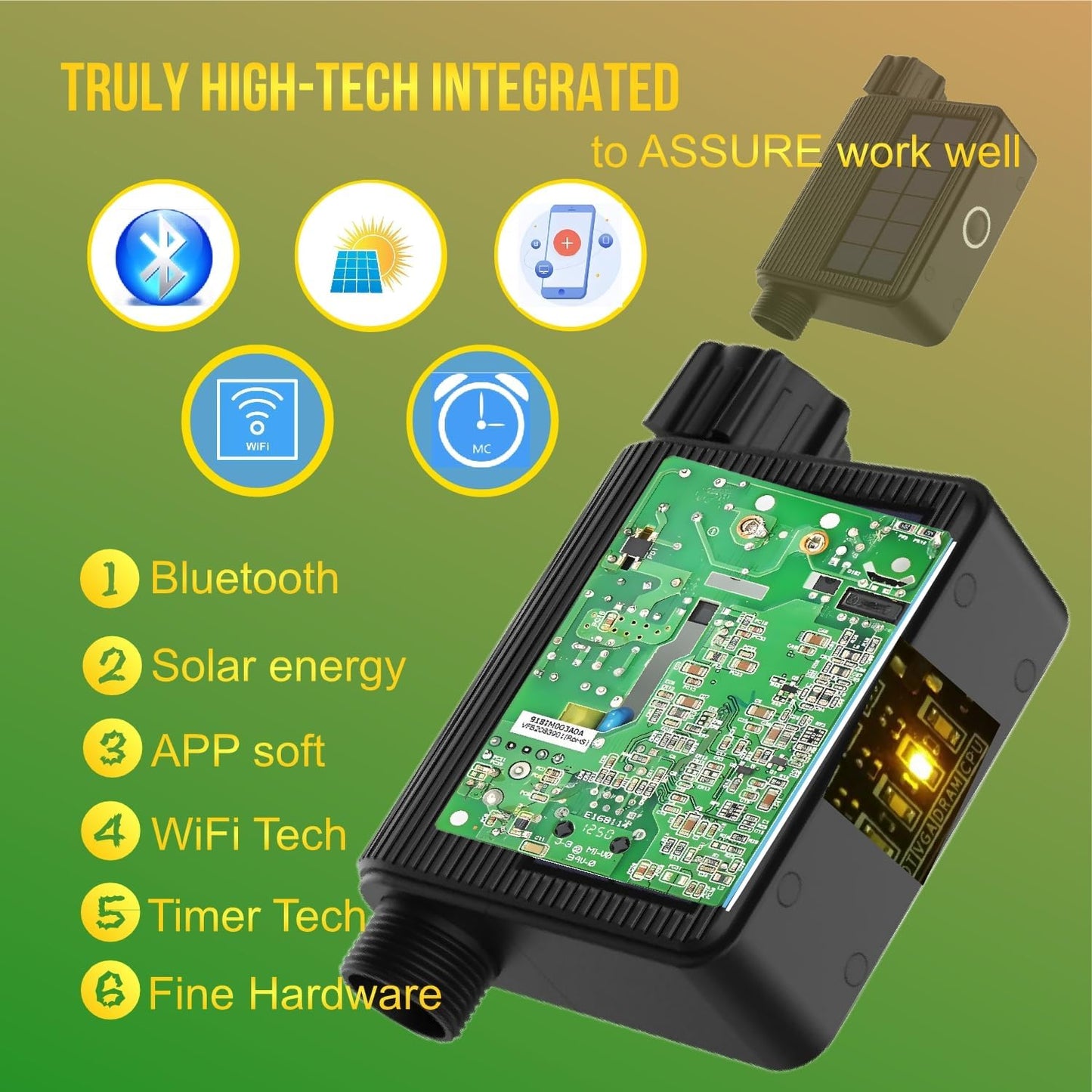 Solar Powered WiFi Water Timer - Smart Sprinkler Controller with Mobile APP Programming for Lawn, Yard, Garden Drip Irrigation