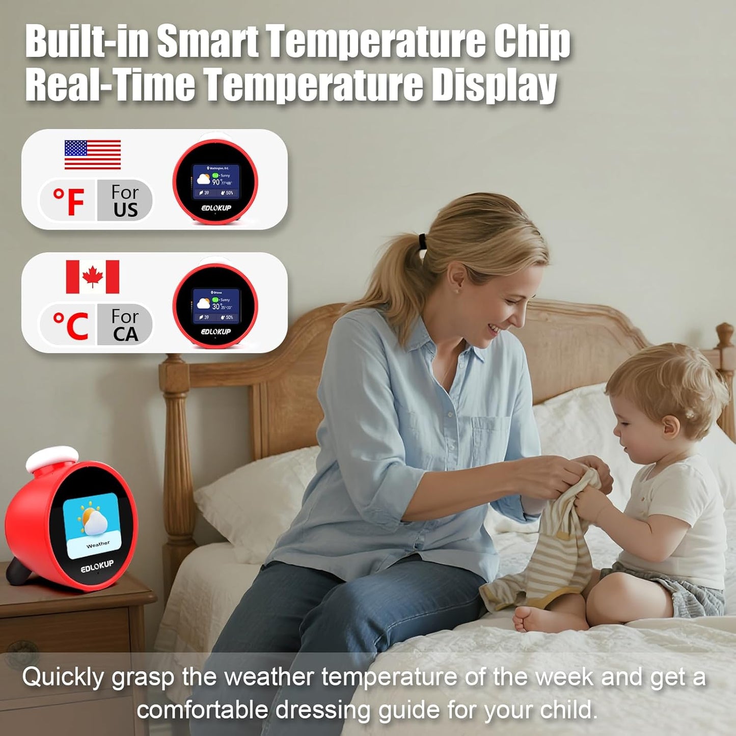 Smart Alarm Clock for Kids, AI Voice Assistant Clock with Chat, Ok to Wake Clock, 12 White Noise Sounds, Sleep Trainer, Time Management Tool, Music Player via TF/MP3 Card, Weather Forecast