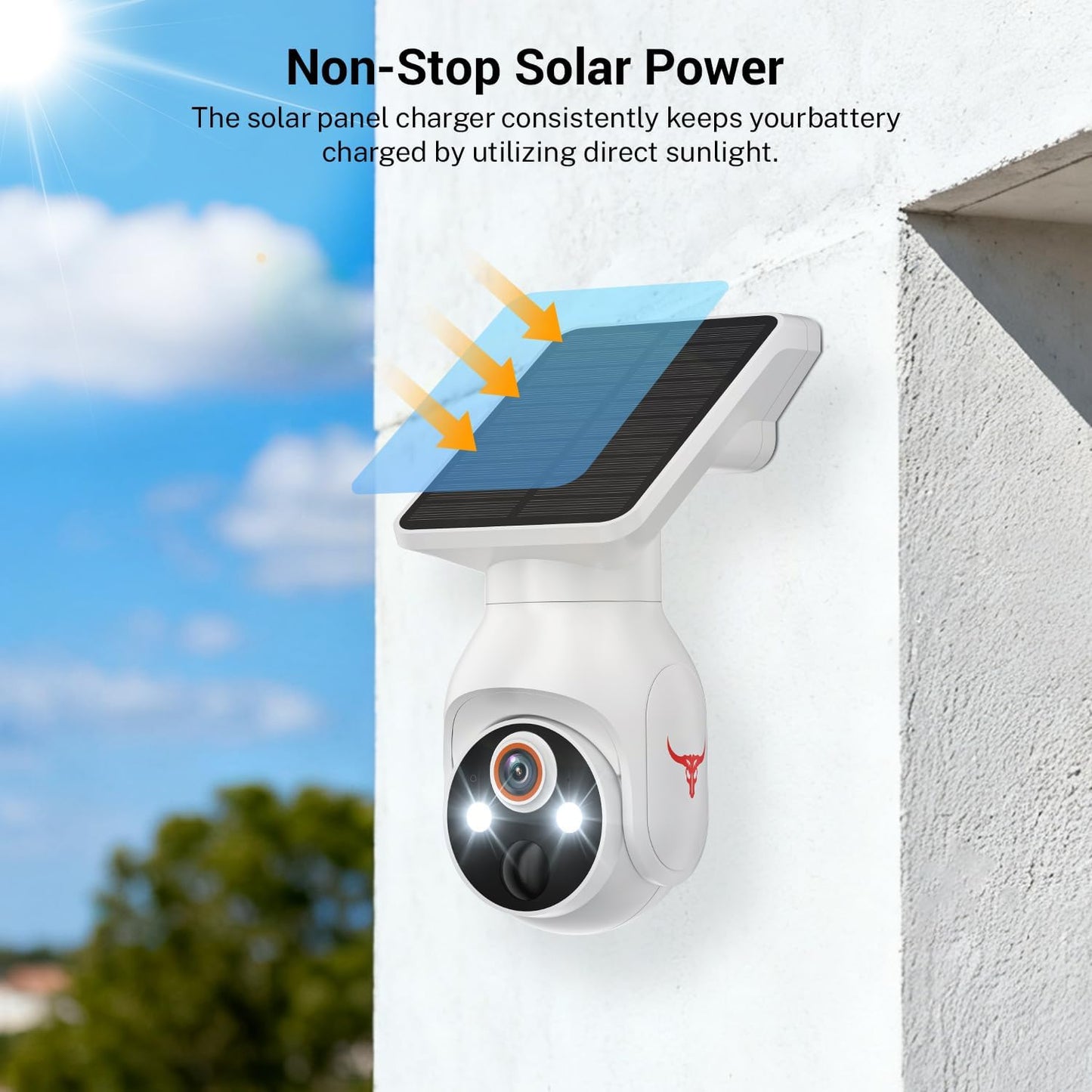 1080P Security Camera Wireless with Solar Panel, Smart AI Human Detection, 2-Way Talk, 360 Surveillance Cam, Color Night Vision, Real Time Alerts, 2.4G Wi-Fi, Cloud Storage (Sold Seperately)