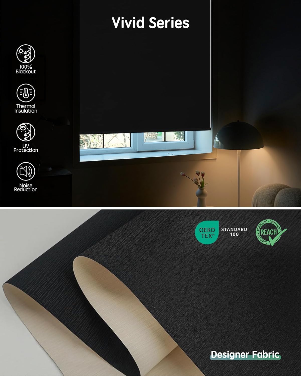 Yoolax Motorized Blinds with Remote, Smart Blinds for Windows Blackout Automatic Shades Compatible with Alexa Remote Control Roller Window Shades with Valance, Custom Size (V-Midnight Stripe)