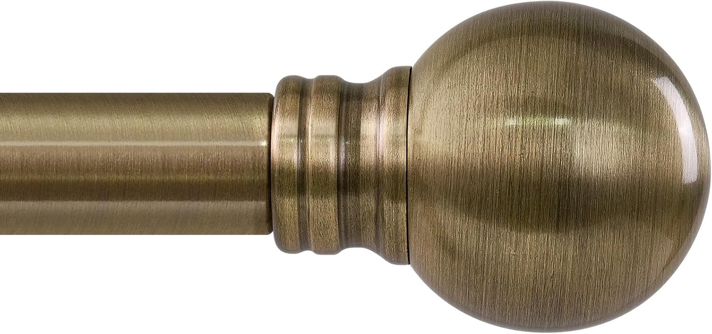 Antique Bronze Curtain Rods for Windows 72 to 144 Inch Long Brass Window Curtain Rod 1" Diameter Adjustable Heavy Duty with Metal Finials for Living Room Bedroom Farmhouse Kitchen Outdoor