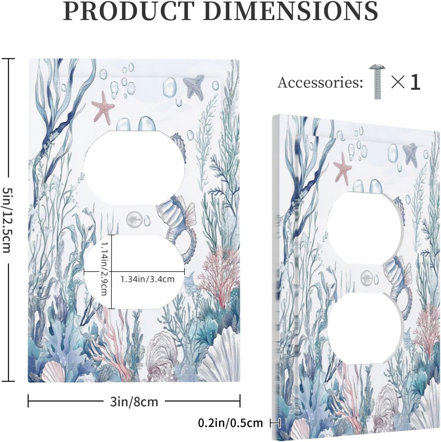 Outlet Covers Ocean Coral Seahorse Seashell Starfish 1 Gang Duplex Light Switch Cover Decorative Switch Plates Electrical Receptacle Faceplate Wall Plate For Bathroom Home Decor