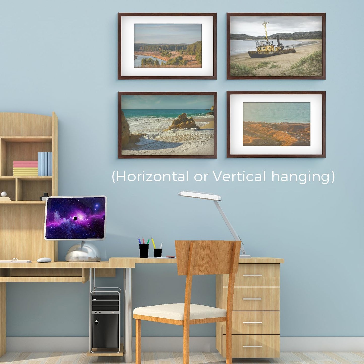 Golden State Art, 16X24 Picture Frame with Mat for 12X18 - High Definition Glass Wall Mounting Horizontal Vertical Display (Brown, 2 Pack)