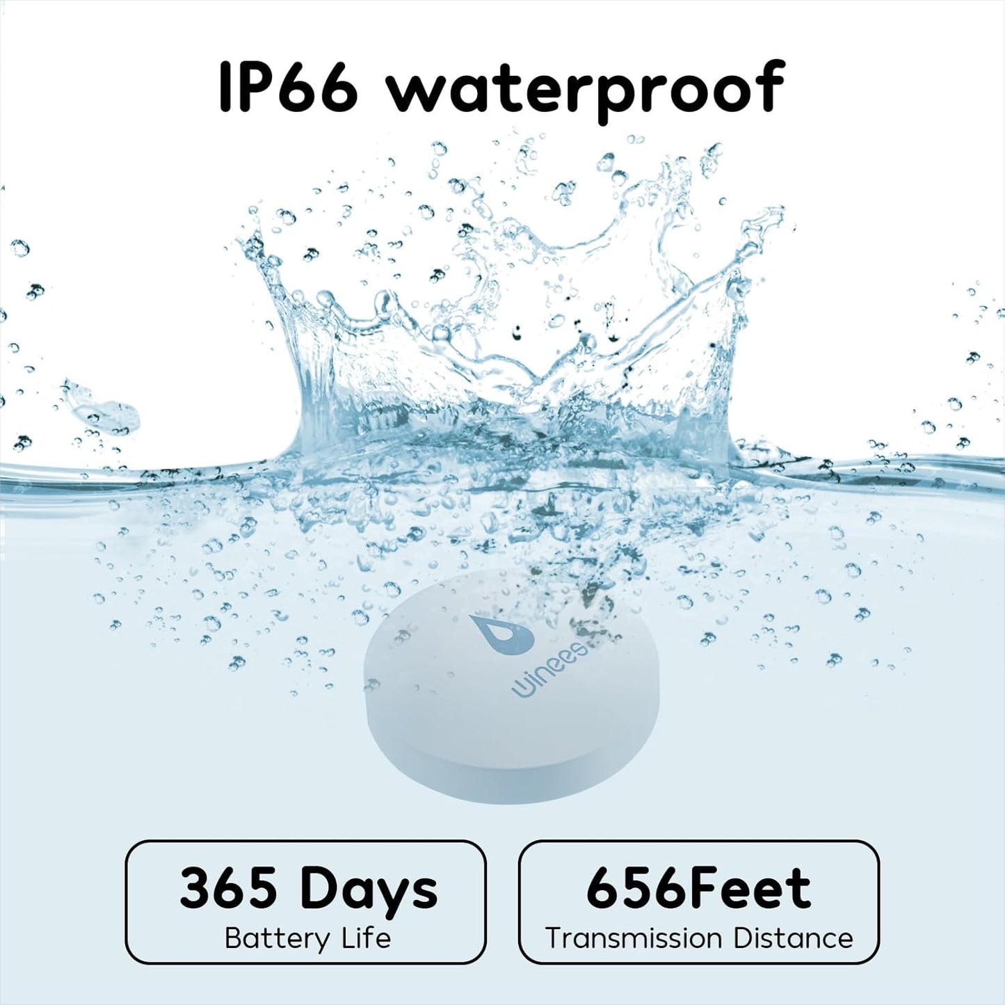 Winees WiFi Water Leak Detector, 3 Pack Water Sensors with 100dB Adjustable Alarm, Leak Alert Email&SMS Notification, 200M Transmission for Basement, Bathroom, Laundry, IFTTT, S1 Plus, 2.4G WiFi Only
