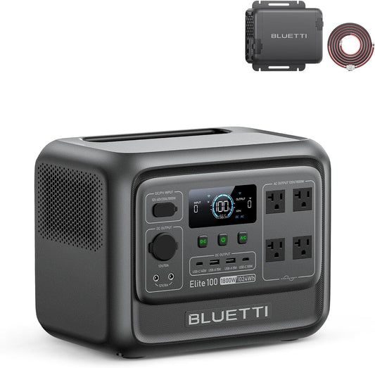 BLUETTI Elite 100 V2 (2025 New) Portable Power Station & Charger 1 (ships separately), 1024Wh LFP w/ 1800W AC, 560W DC-DC Charging, 1.8 H Full Charge via Car, Ideal for Car Camping, Vanlife, RV Travel