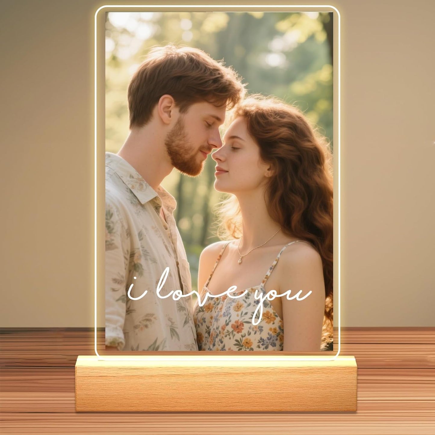 Personalized Picture Frames with Photo, Custom Photo Frame with Night Light, Customized Girlfriend Photo Gifts, Ideal Gift for Couples Anniversary Birthday Mom Dad Him Her