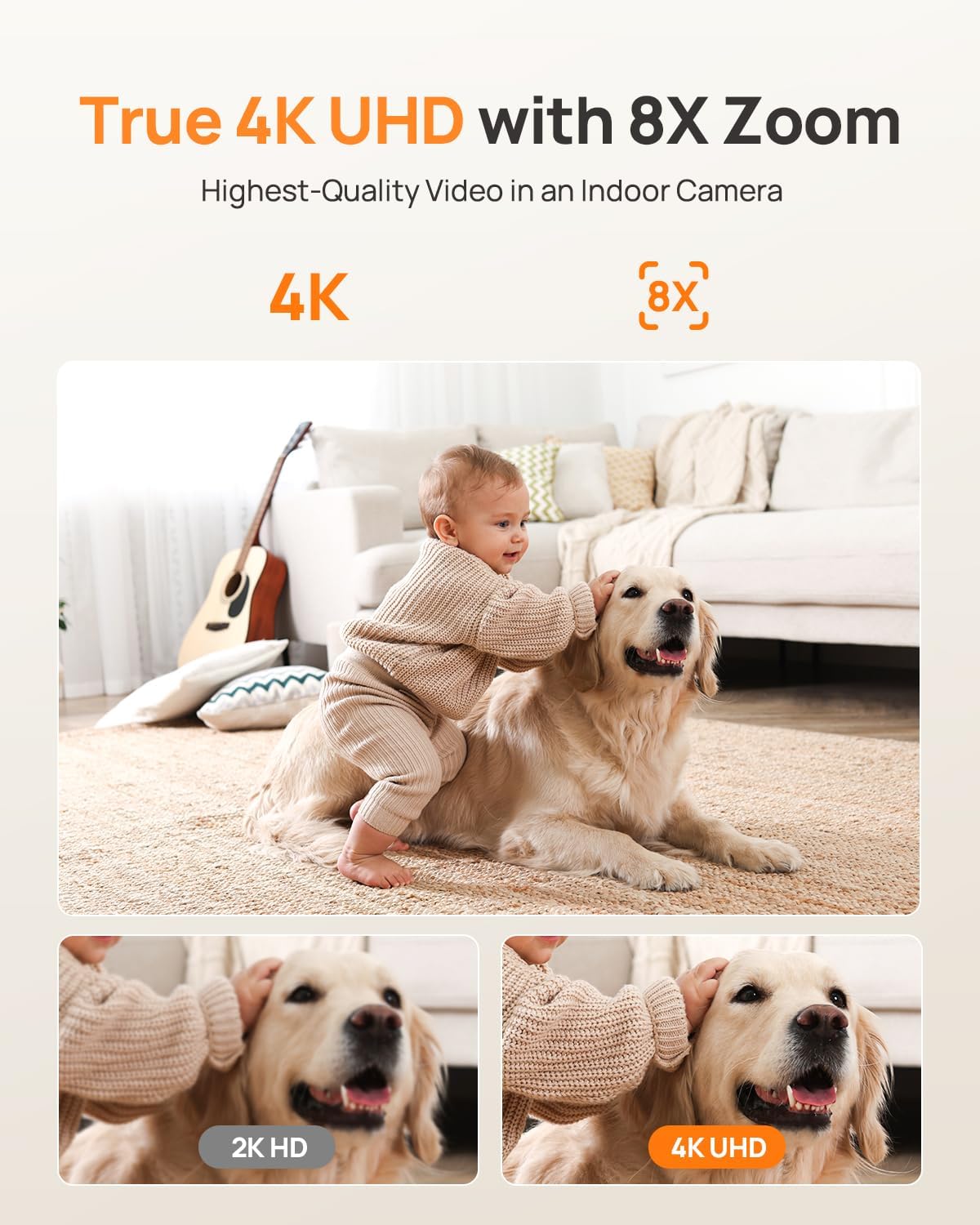 Anona 4K UHD Indoor Camera with 256GB SD Card, Pet/Dog/Baby Security Camera with Phone App, 360° Pan-Tilt, 2.4G/5G Wi-Fi 6, Auto-Tracking, Person/Pet/Baby Crying Detection, Privacy Mode, Two-Way Audio