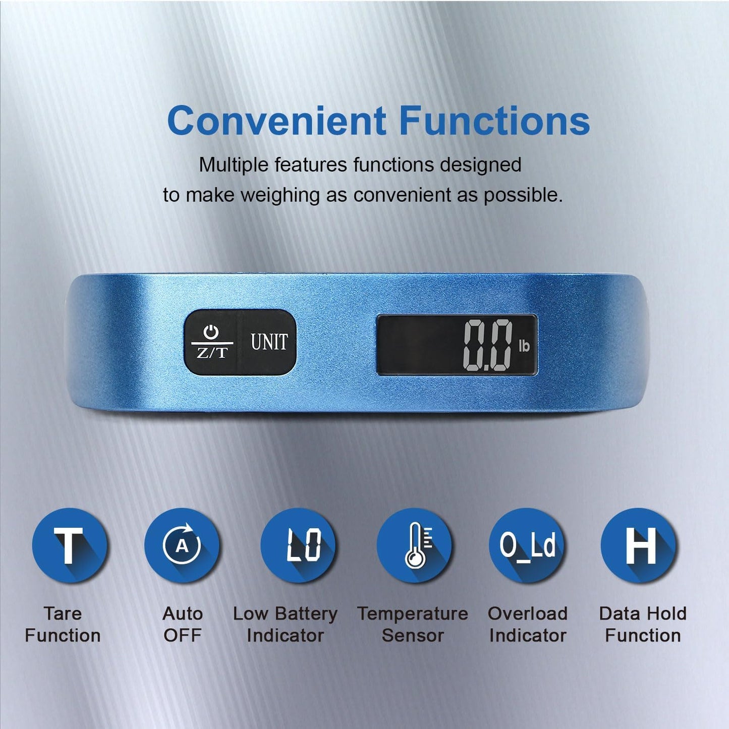 travel inspira Luggage Scale, Portable Digital Hanging Baggage Scale for Travel, Suitcase Weight Scale with Rubber Paint, 110 Pounds, Battery Included