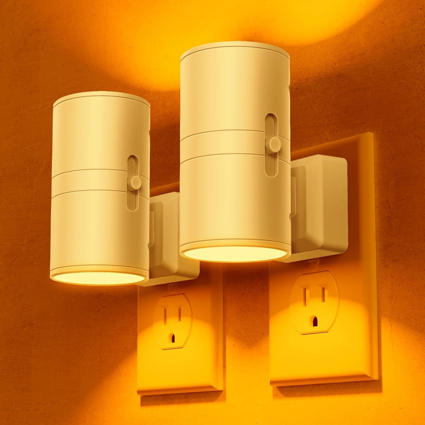 Briignite Night Lights Plug into Wall, Modern LED Night Light Plug in, Dusk to Dawn Sensor,Amber Night Light 0-100LM Adjustable Brightness, Dimmable NightLight for Hallway, Bedroom, Stairway, 2 Pack