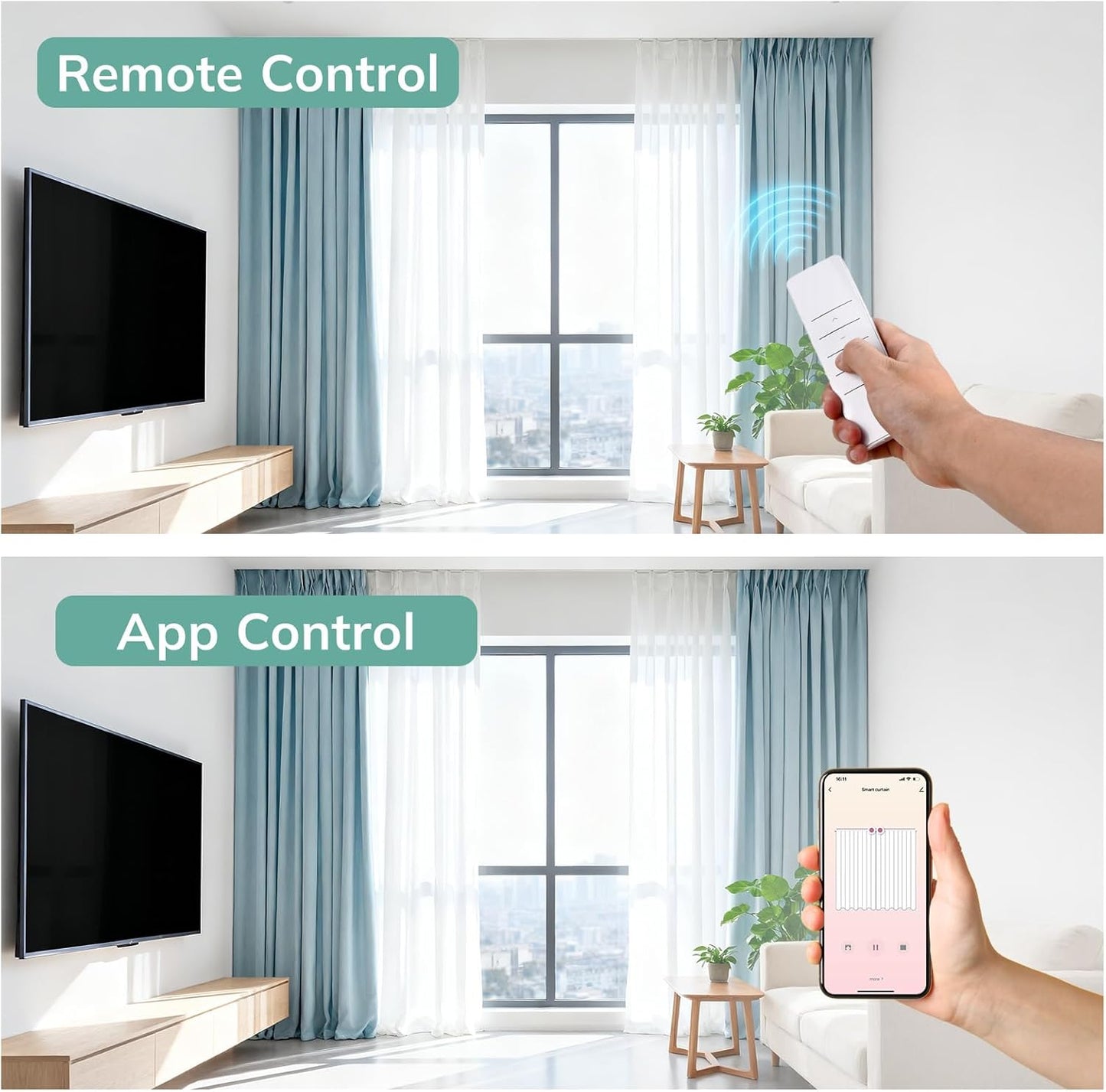 Umimile Smart Electric Curtain Track, Motorized Curtain Track System, 70.8-129 inch Adjustable Length, App/Remote Control, Compatible with Alexa, Google Home, for Ceiling and Wall Mount