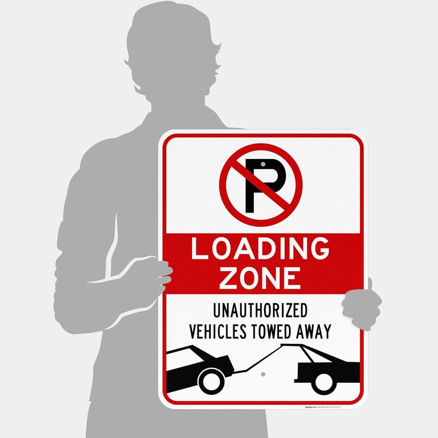 No Parking Symbol Sign, Loading Zone Sign, 18x24 Inches, 3M EGP Reflective .080 Aluminum, Fade Resistant, Easy Mounting, Indoor/Outdoor Use, Made in USA