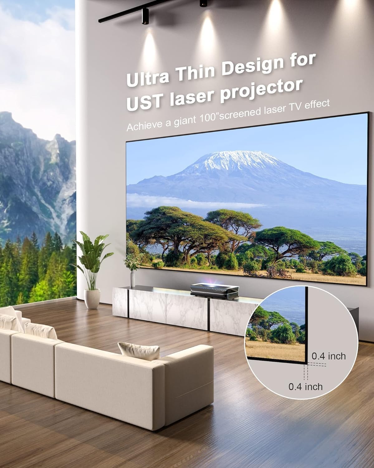 AWOL VISION 120" UST Projector Screen for Bright Day Light Using, 85% Ambient Light Rejecting (ALR) Fresnel Projector Screen for Ultra Short Throw Projector, Fixed Frame, Active 3D