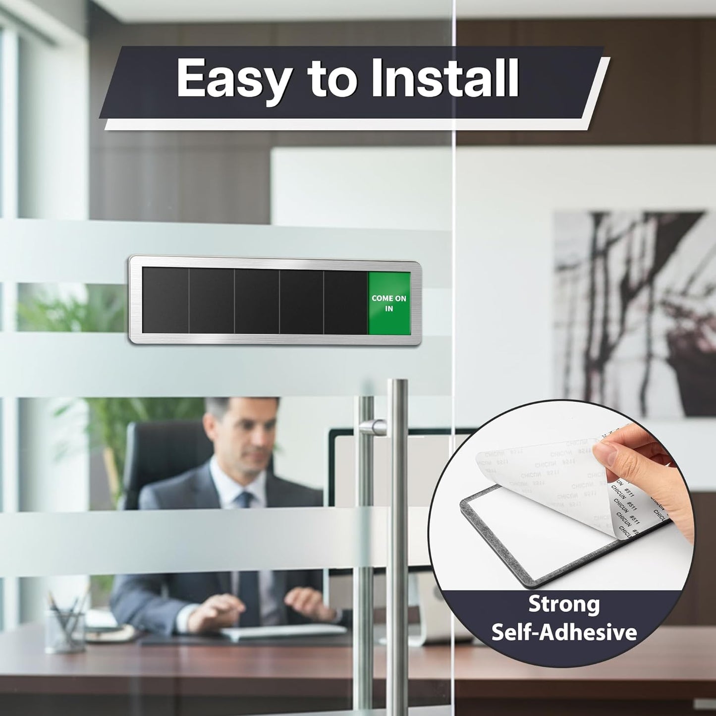Office Door Signs-Meeting in Progress Door Sign with 6 Options, Do Not Disturb, In a Meeting, Out of Office, Working from Home, Come on in, Back Soon, Business Privacy Sign Shows the Status of the Person Inside the Room