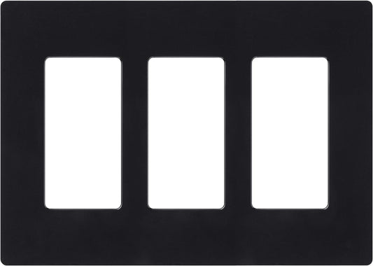 Lutron Claro Light Switch Cover Plate, 3 Gang Wallplate, for Decorator Light Switches, Rocker Light Switch Cover, Outlet Cover, Screwless Switch Plate Cover, Gloss, CW-3-BL, Black