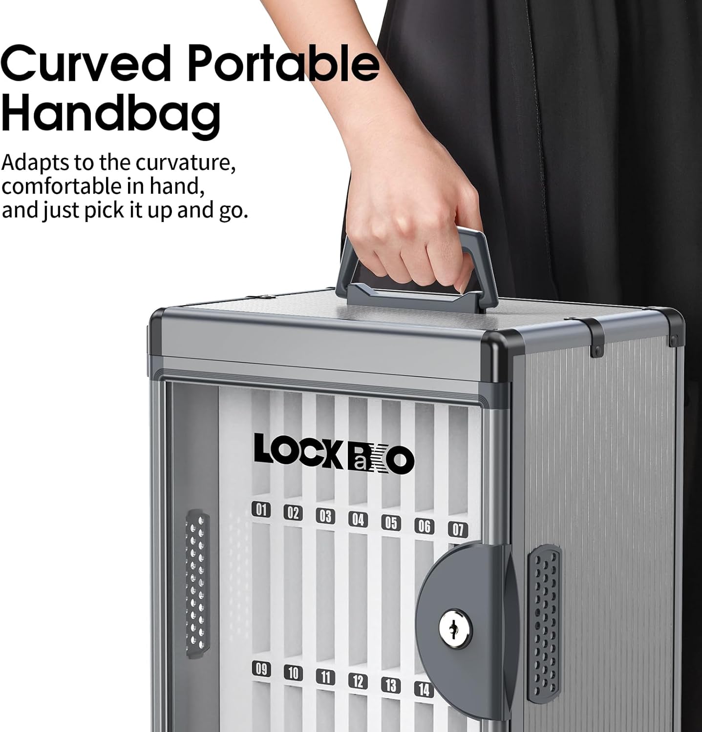 36 Slots Cell Phone Locker for Classroom, Portable Mobile Phone Storage Box with Handle, Phone Lock Box Wall Mounted (Black)