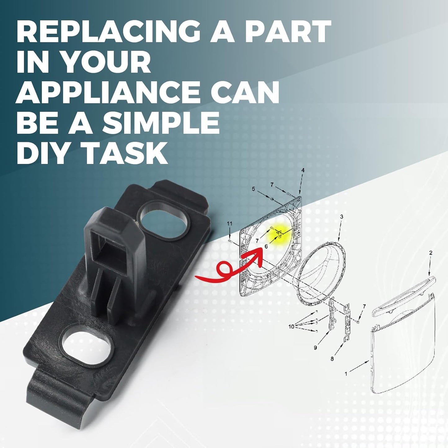 W11316914 Washer Door Strike for Whirlpool Maytag Appliance Parts, Washer Door Strike Replaces Part W10921697