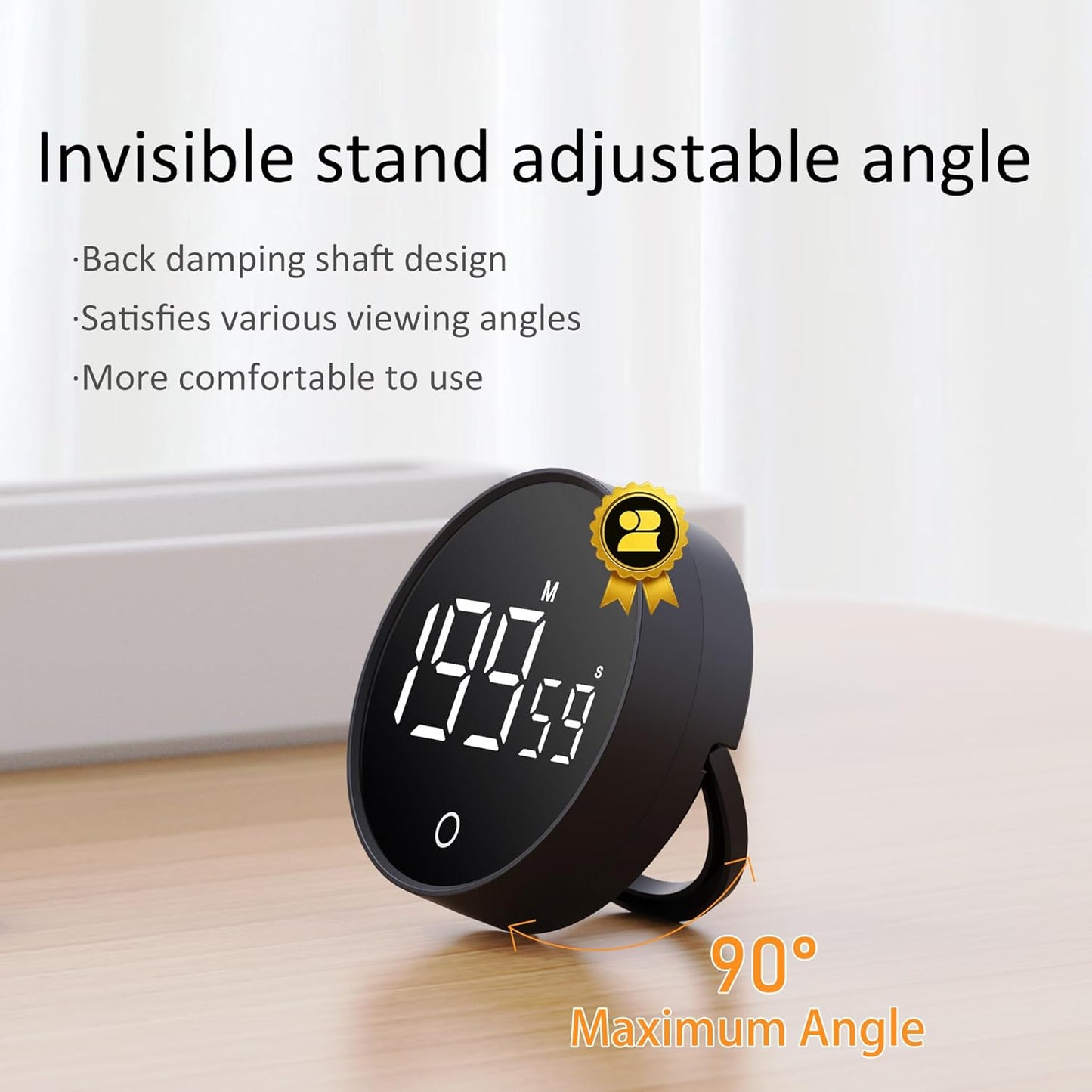 Digital Kitchen Timer, Rechargeable Magnetic Visual Timer with Large LED Display, Adjustable Volume for Classroom, Cooking, Fitness, Baking, Kids Learning & Teaching (1, White)