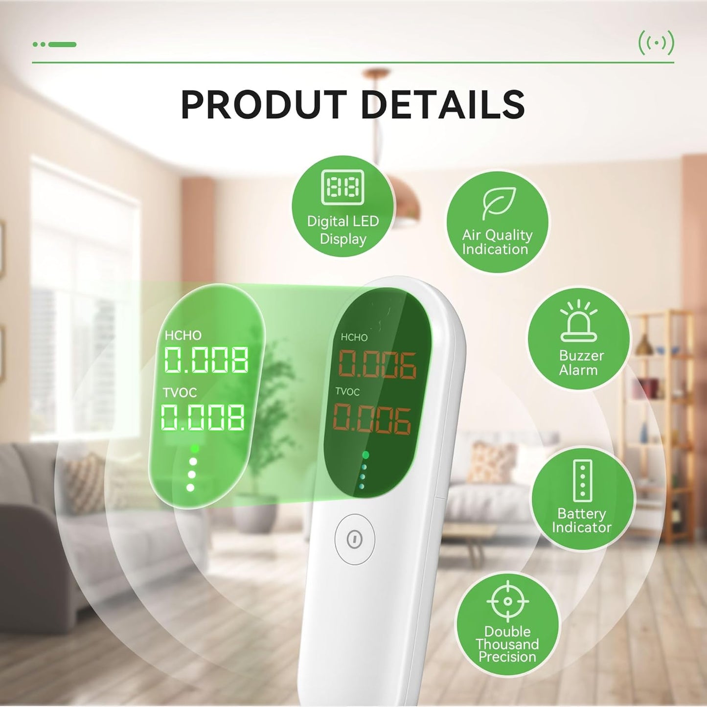 Air Quality Monitor,Indoor Formaldehyde Detector, TVOC Tester for Indoor Air Pollution Detection - Confined Space Test Air Quality for Home,Office and Various Occasion (Black)