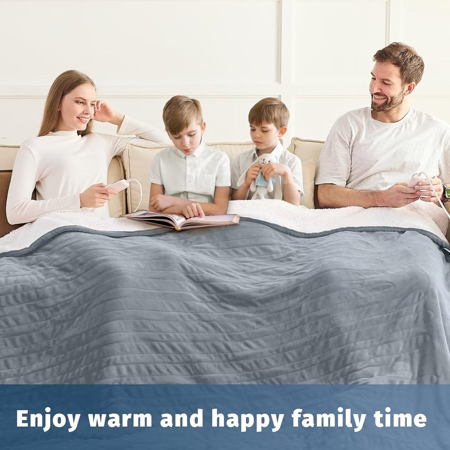 Heated Electric Blanket King Size - 90" x 100" Heating Blanket with Dual Control, 10 Heating Levels & 8 Hours Auto Off, Soft Warm Flannel Blanket, Christmas Birthday Gifts for Senior Grandma