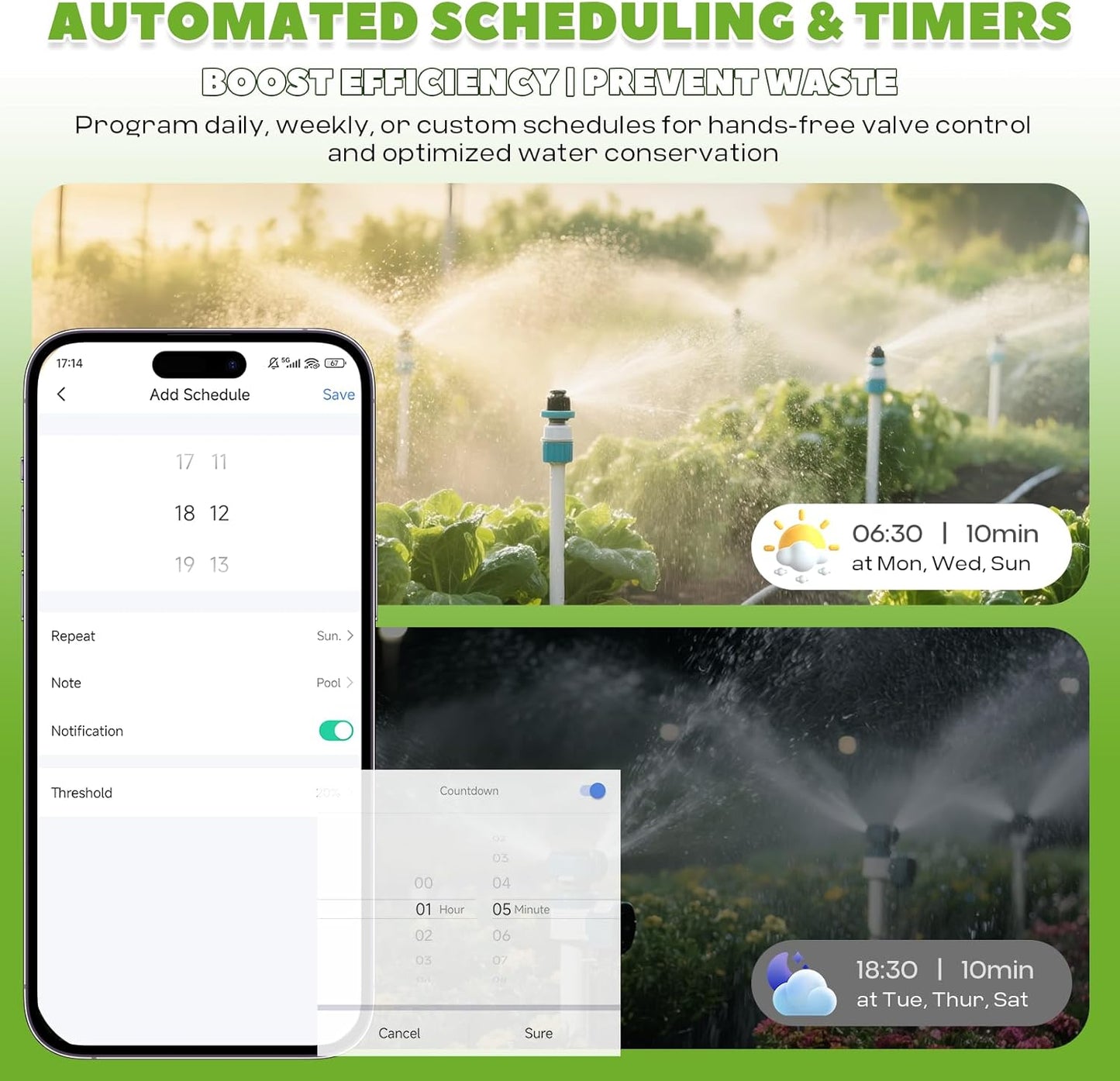 Smart Motorized Ball Valve with Remote Control- Automatic Water Shut-Off, 0-100% Adjustable Flow, Programmable Timer, Real-Time Monitoring (Stainless Steel, DN25 (1''))