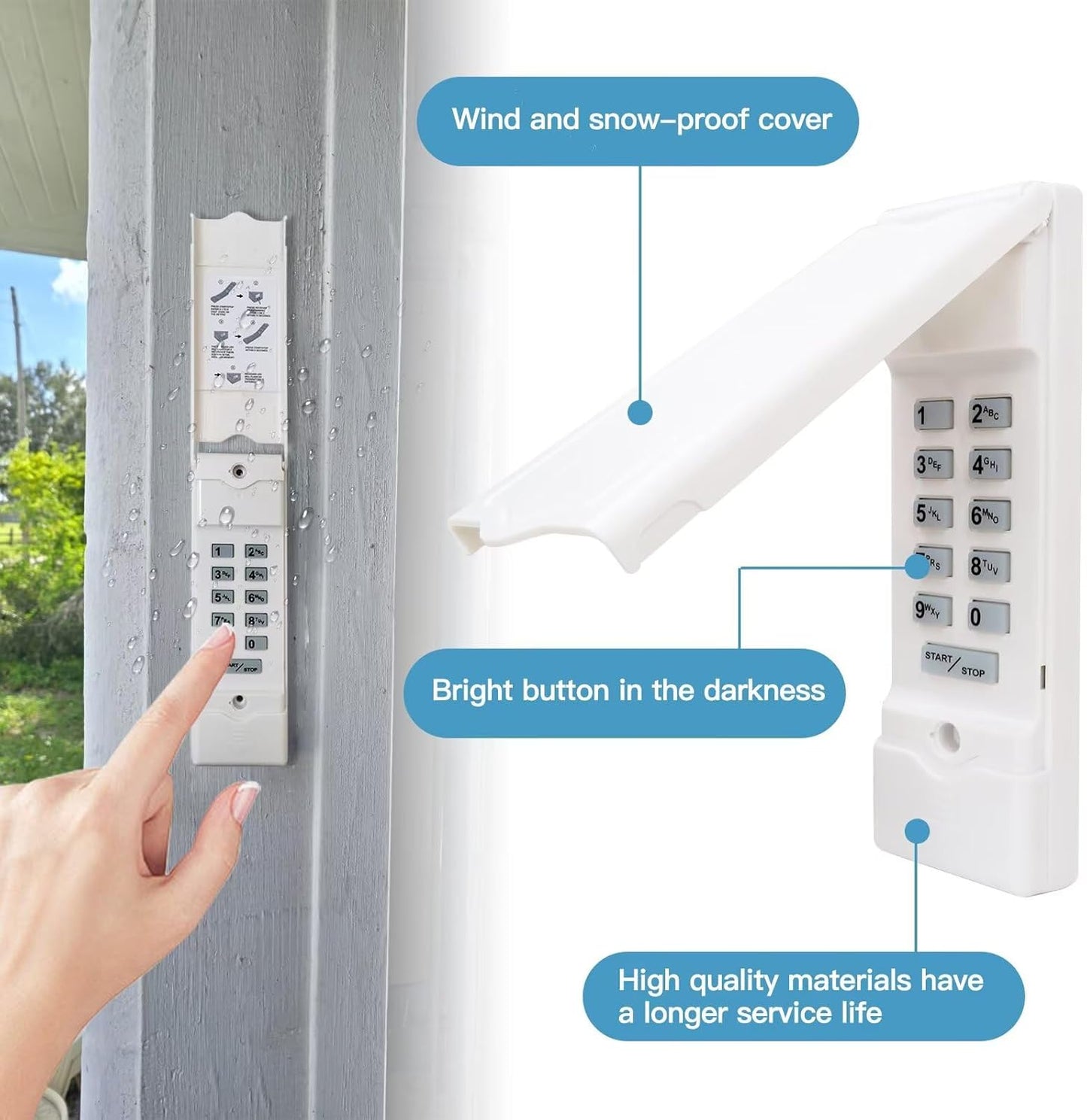 Upgraded Wireless Keypad for Linear MDTK – Secure & Easy-to-Program Garage Door Access