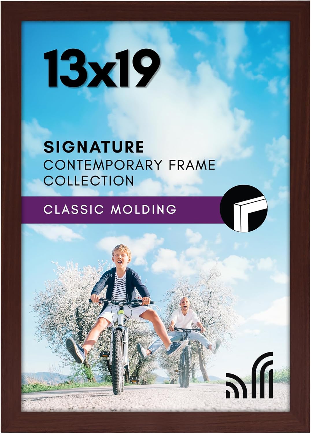Americanflat 13x19 Picture Frame with Shatter-Resistant Glass - Signature Collection - Gallery-Style Frames Made of Engineered Wood - Photo Frame for Wall Display - Mahogany