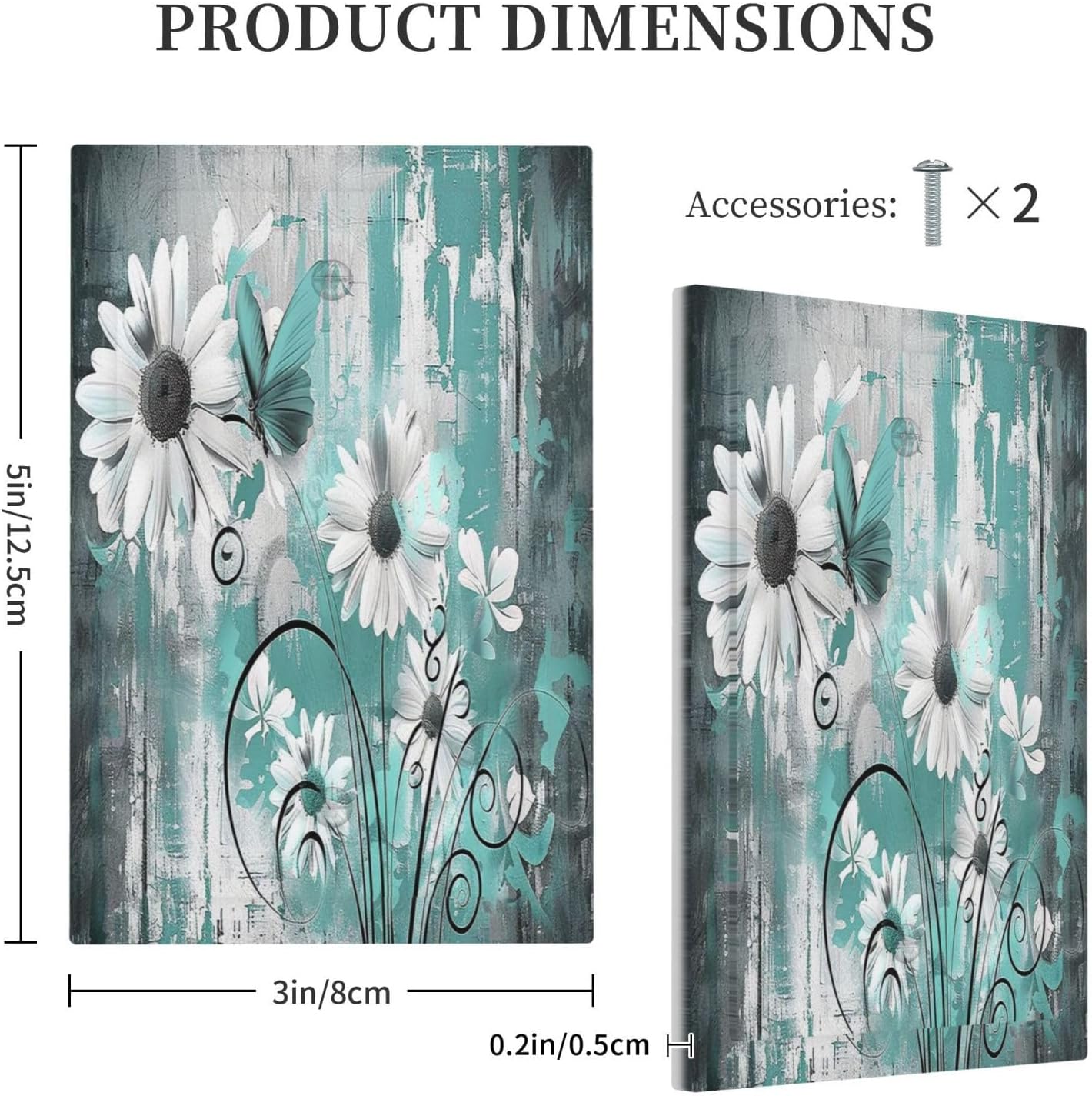 Light Switch Cover Plate Teal Daisy Floral Vintage Wood Plank 1 Gang No Device Blank Electrical Wall Plates Faceplate Decorative Switch Plate For Farmhouse Cabin Decor
