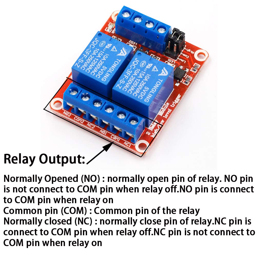 5PCS 2 Channel 12V Relay Module with Optocoupler High or Low Level Trigger Expansion Board for Raspberry Pi Arduino