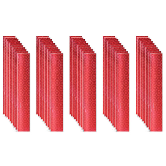 Non Fading Red Reflective Stickers 1 inch X 6 inch, Outdoor Waterproof High Visibility Warning Safety Adhesive Reflector Tape (50 Pcs)