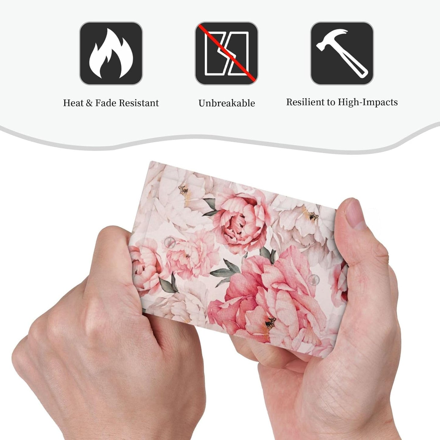 Decorative Light Switch Plate Covers Ink Pink Peony Flower Rustic Floral 1 Gang No Device Single Blank Outlet Covers Wall Plate Light Switch Cover Plate for Home Bedroom Decor