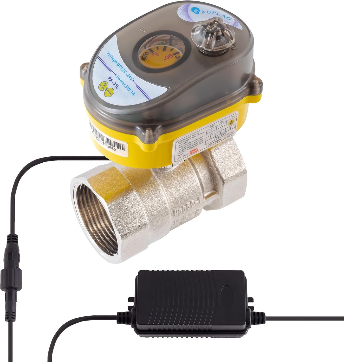 Smart Electric Ball Valve 1 inch Full bore Ball Valve Tuya APP Smart WiFi Water Shut-Off Valve, Actuator 24V AC110V-230V Power Adapter and Automatic Return Setting. Smart Timer Water Valve DN25MM