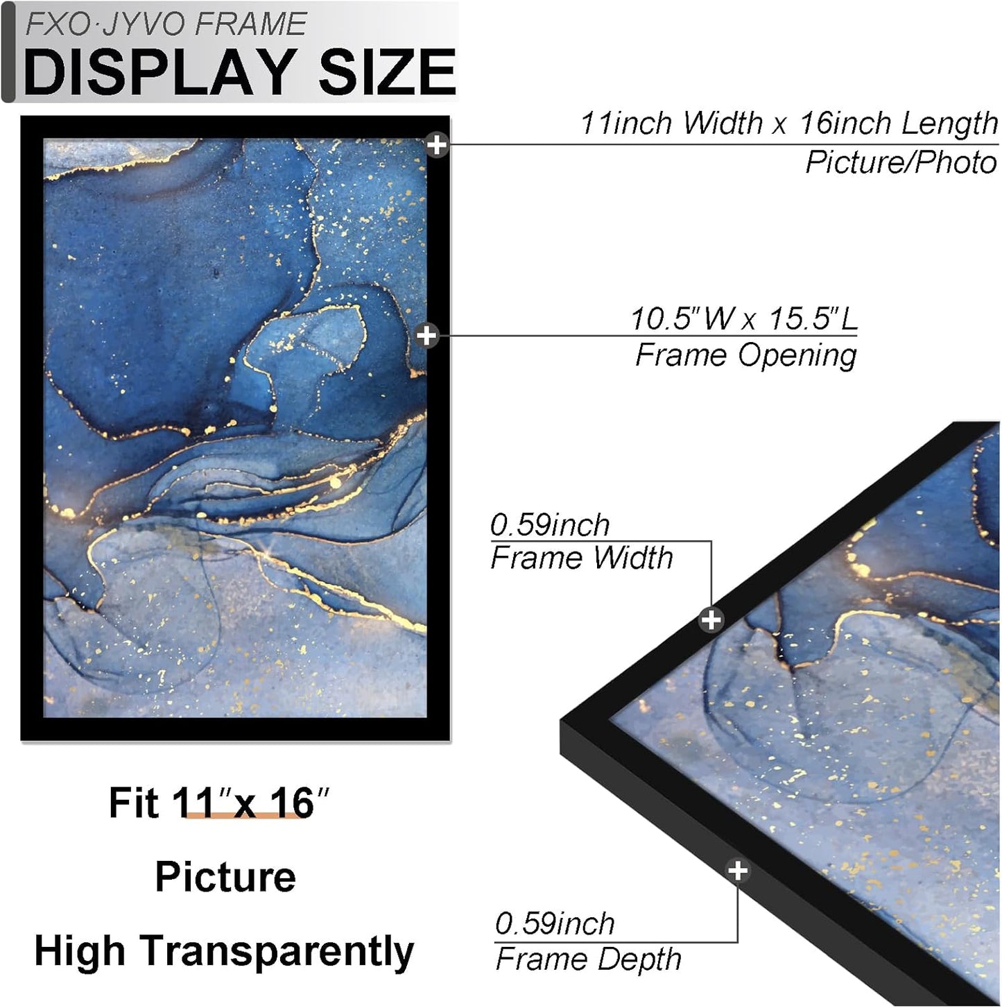 11x16 Picture Frame Set of 6, Black Frame for 11 x 16 Inch Picture Poster Photo, Light Weight and High Transparent 11 by 16 Frame for Wall - 6 Pack/Black/11 x16