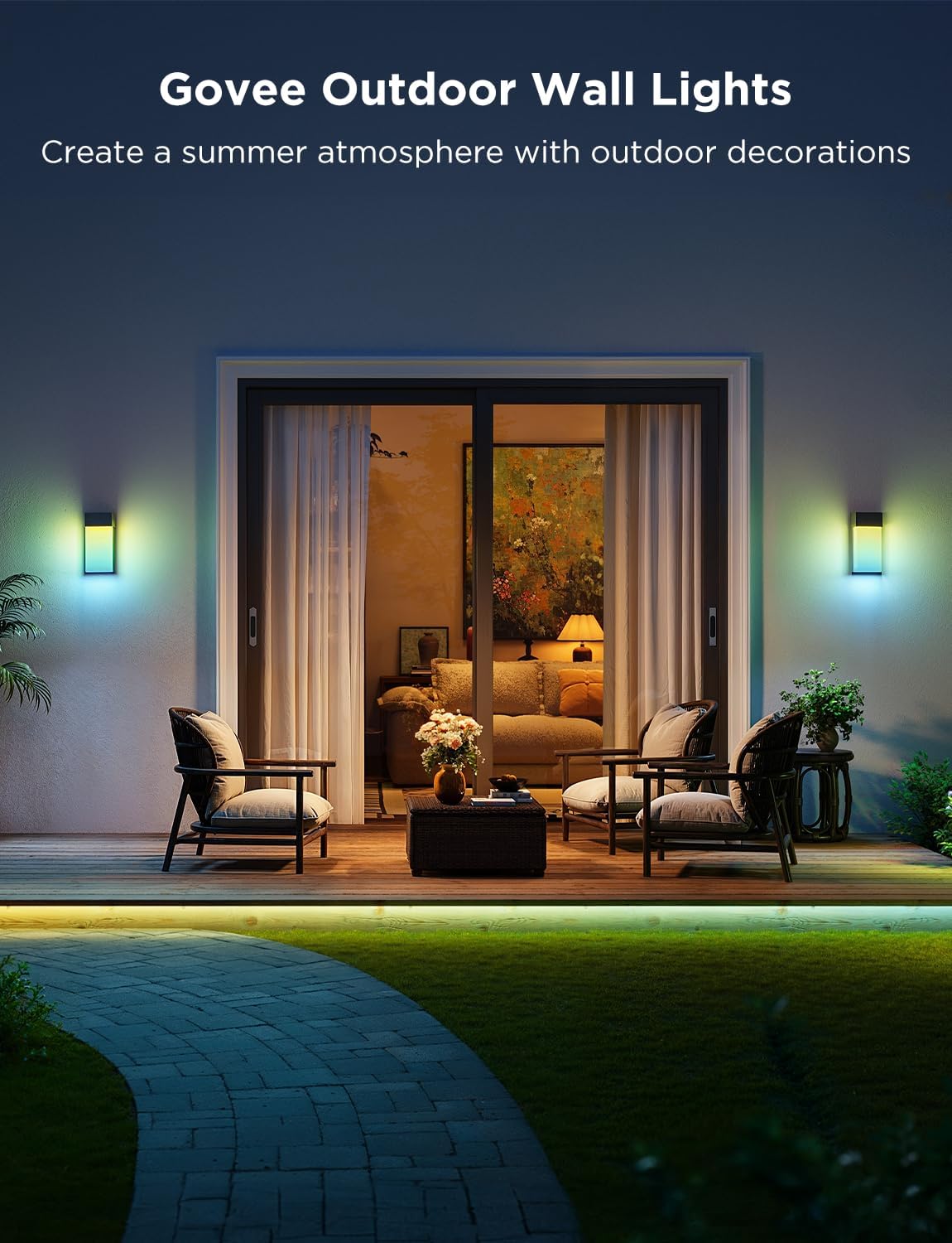 Govee Outdoor Wall Light, 1500LM Smart RGBIC Porch Lights Outdoor with 45 Scene Modes, IP65 Waterproof for Outdoor Decor, DIY, Wall Sconce Works with Alexa, Google Assistant and Matter, 2 Pack