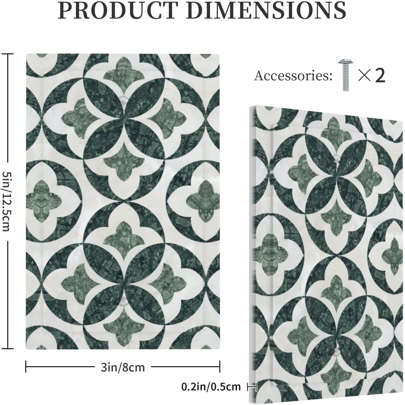 Green Luxury Modern Cubic Marble No Device Single Blank Decorative Light Switch Covers Electrical Faceplate Switch Plates for Bathroom Kitchen Home