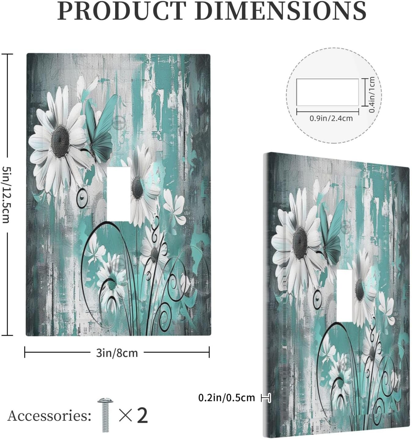 Decorative Light Switch Cover Teal Daisy Floral Vintage Wood Plank 1 Gang Single Toggle Device Electrical Faceplate Switchplates Decorator Outlet Wall Plate For Farmhouse Cabin Decor